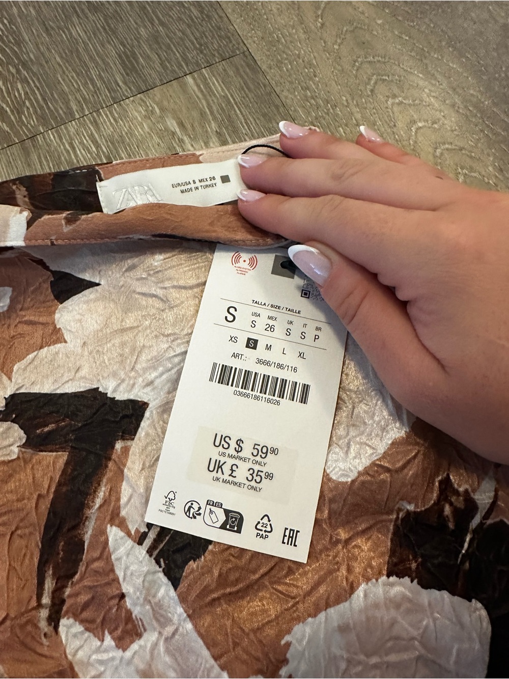 NWT Zara Floral Satin Crepe Midi Skirt - Picture 3 of 4